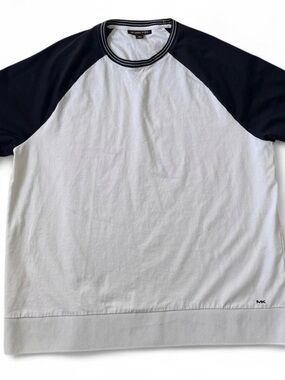 Michael Kors White and Black Long-Sleeve Raglan Tee